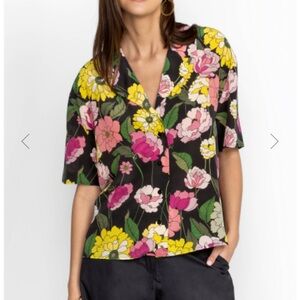 Johnny Was eartha camp shirt silk women’s top size medium